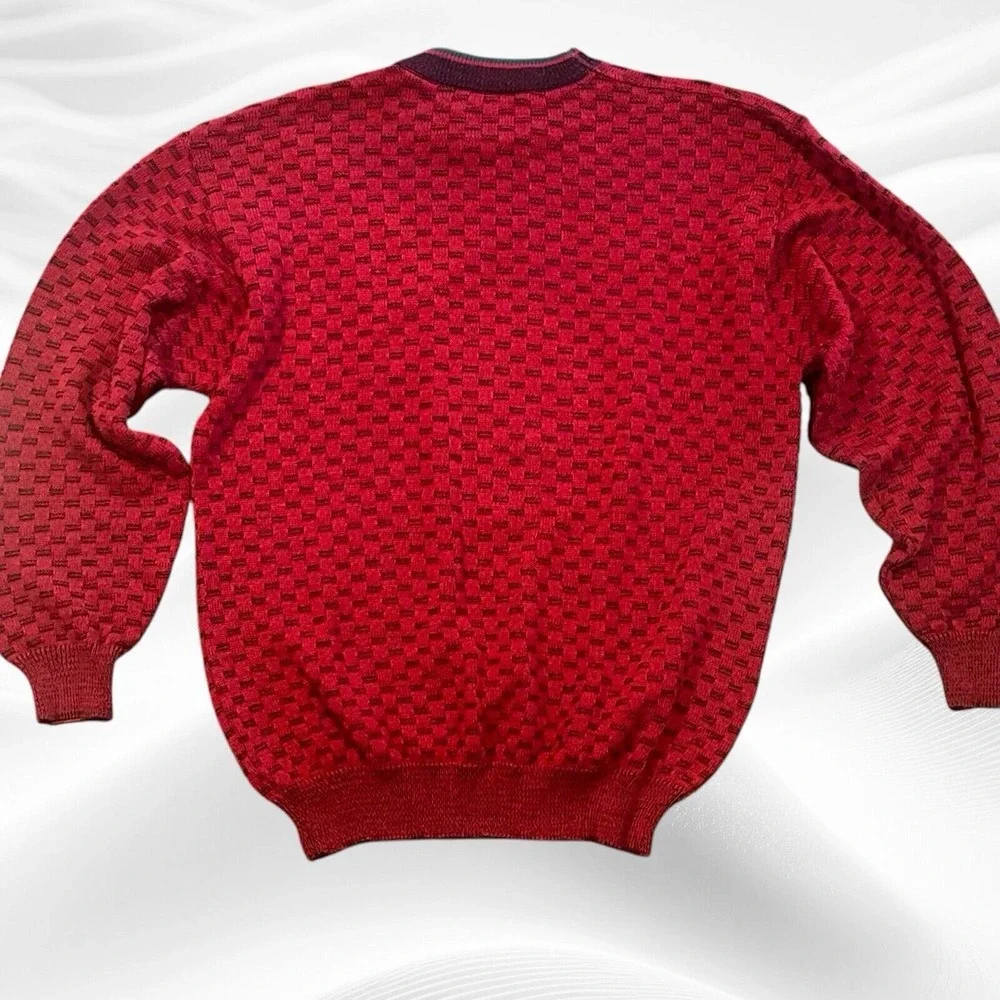 Vintage Maser Austria Golf‎ Sweater Size 44/Large Bulldog Wool Blend Red